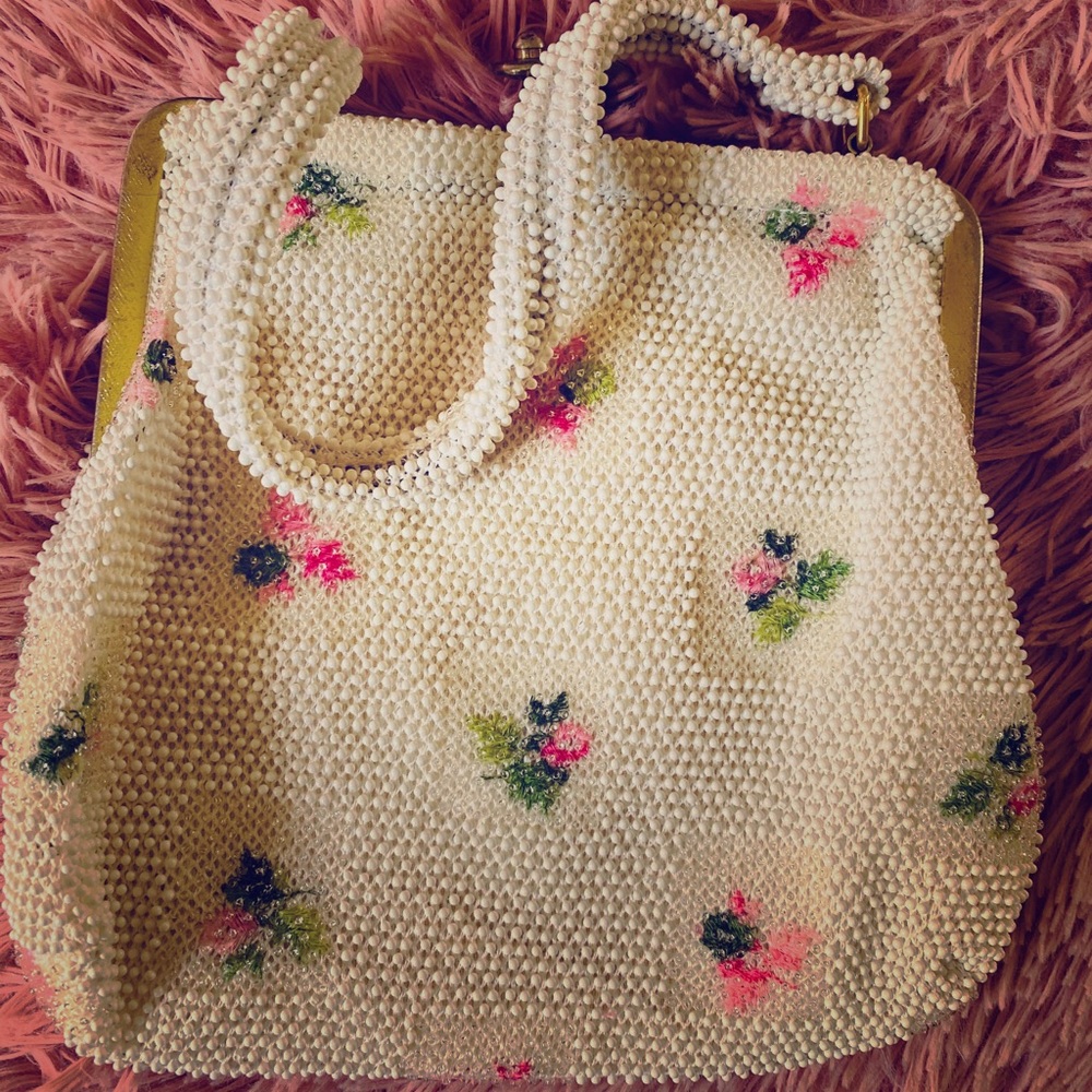 Lumured Petite Vintage Floral Beaded Handbag